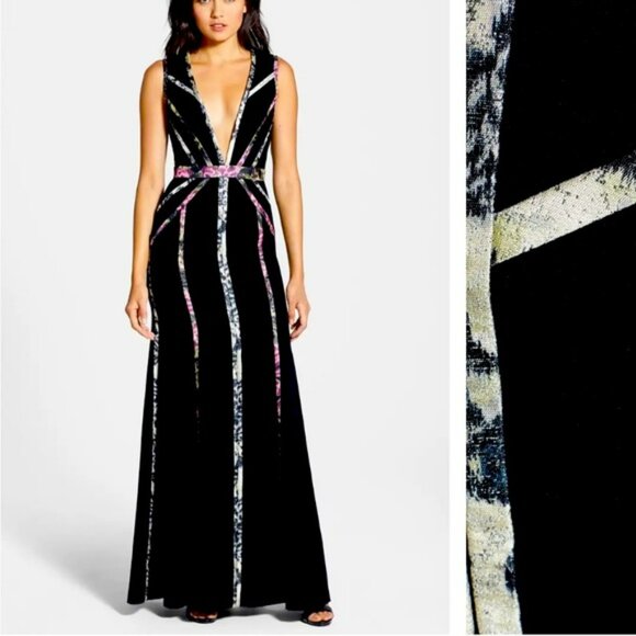 BCBGMAXAZRIA Black Maxi Hilaria Gown.  SZ 2 - Picture 1 of 7